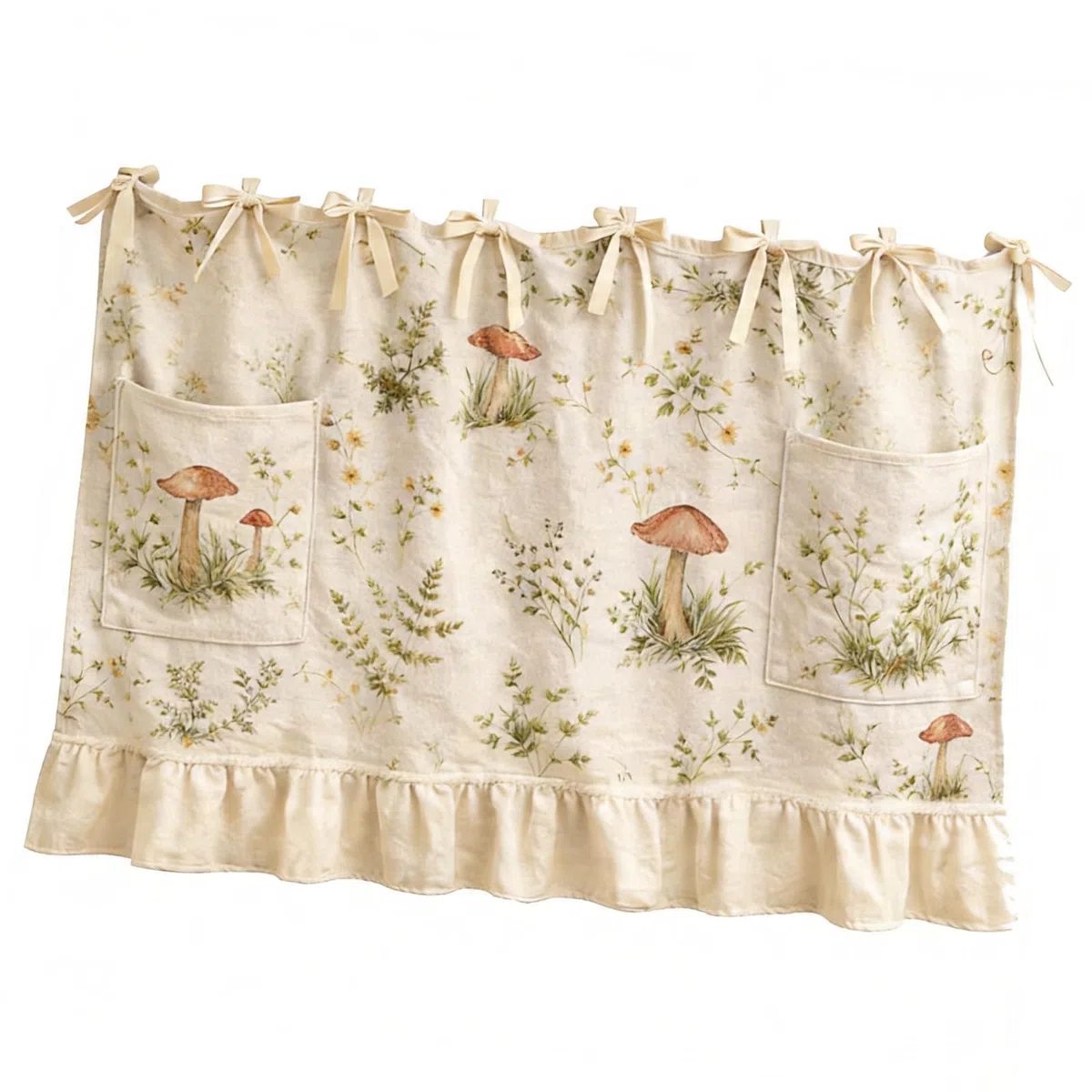 Cortina decorativa rústica para puerta de horno con ribete de volantes y lazos de cinta, cortina de horno para decoración de cocina y casa de campo