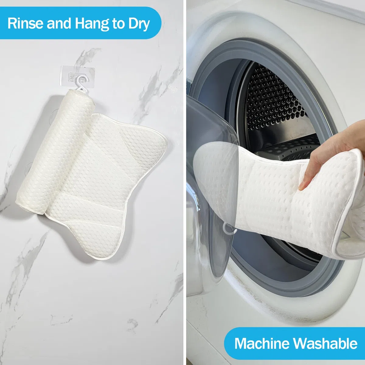 Almohada Bañera, Malla 4D Almohada de Baño, Almohada para Bañera con 6 Ventosas Antideslizantes, Reposacabezas Ergonómico, Puede soportar la Cabeza, el Cuello, la Espalda, para Bañera de Hidromasaje