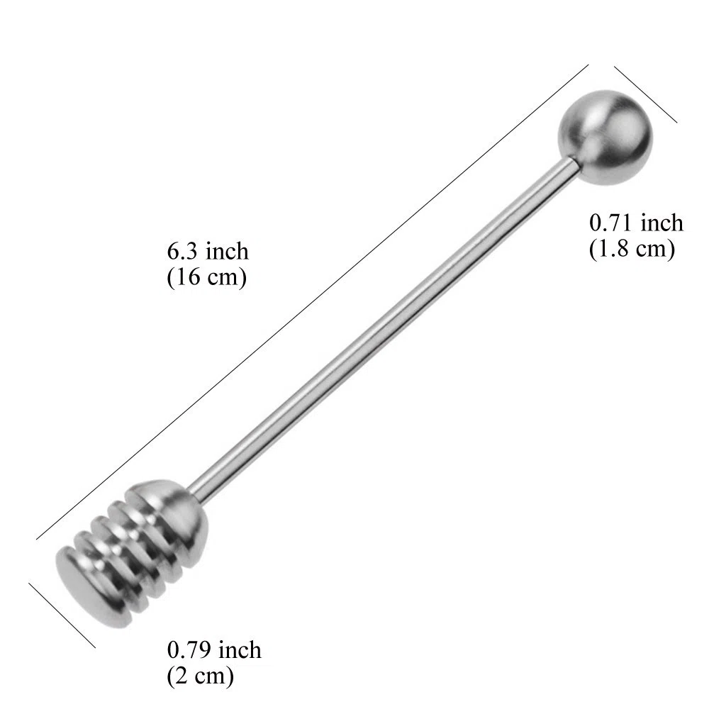 Shuxy Cuchara de miel Acero inoxidable 304 Miel y cucharón de jarabe Stick Server Spoon Stirrer Varita de mango recto para recipientes Pot Jar - 6.3 pulgadas