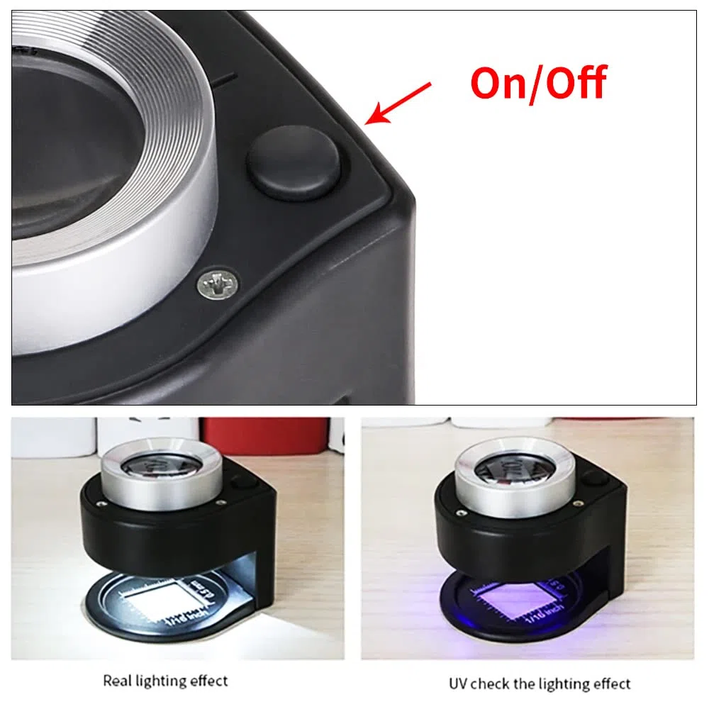 30X Lupa de monedas USB recargable 6 luces portátil Metal Ojo lupa de costura Lupa para textil herramienta de joyería óptica