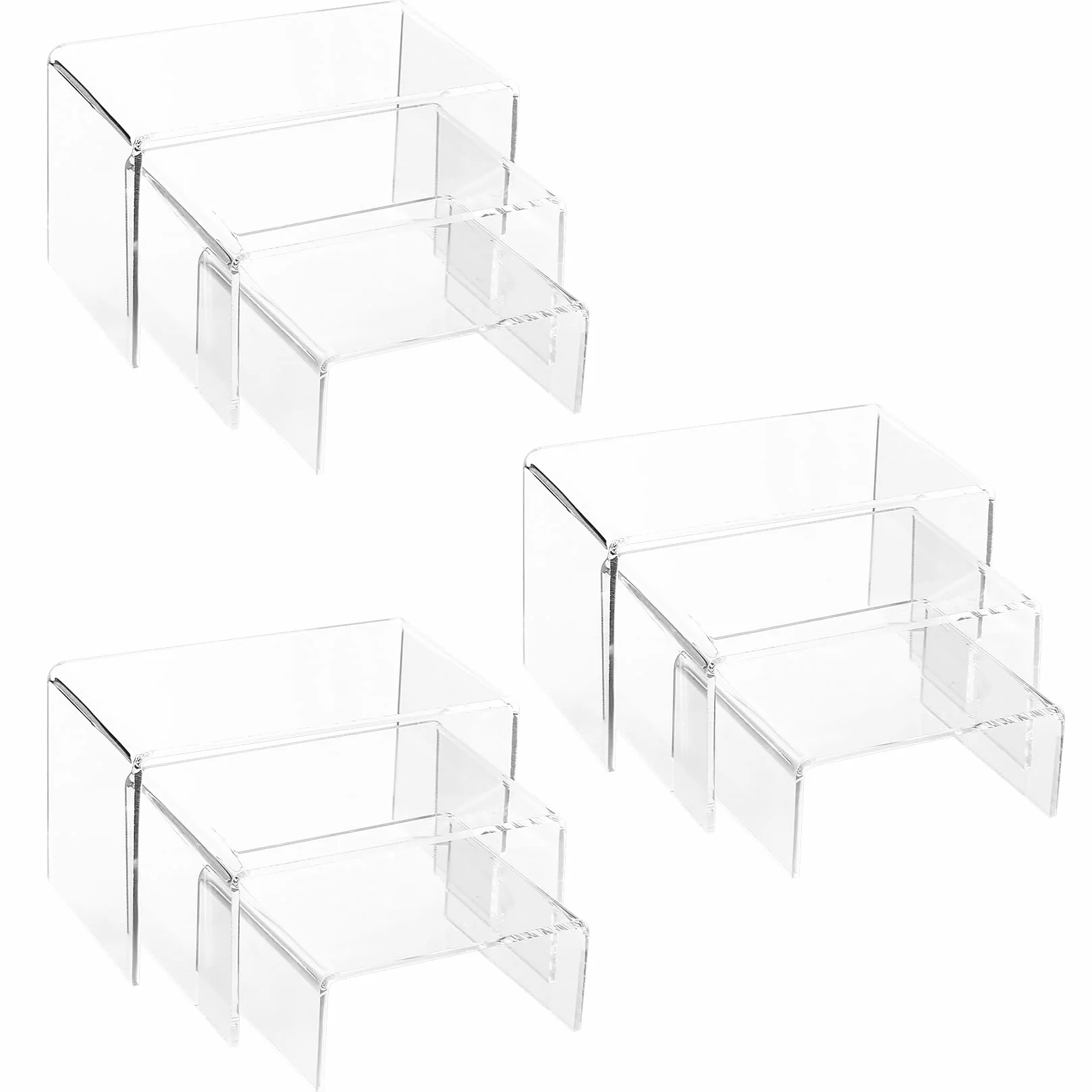 9 Piezas Expositor de Elevador de Acrílico Transparente, Elevadores de Exhibición de Joyería, Exhibidores de Escaparate, para Figuras, Buffets, Cupcakes, Postres