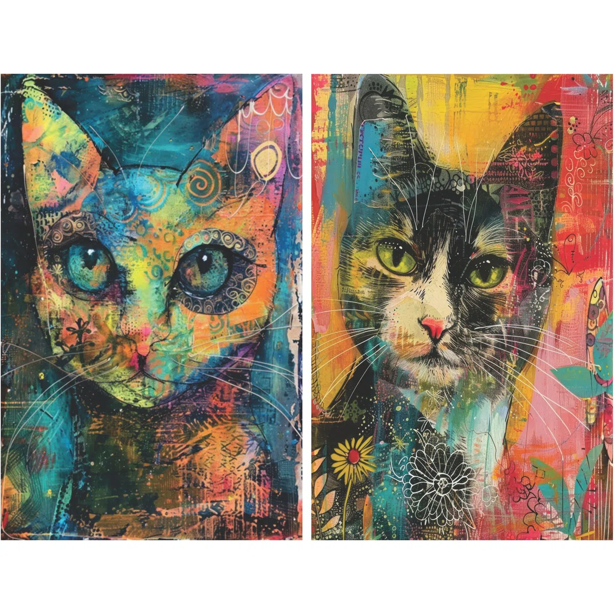 Papel de arroz Gatos Eclécticos, 20 x 26,6cm (6pc) - 6 Diseños para Scrapbooking Tarjetas Manualidades, Decoupage by CRAFT KREATIVELY
