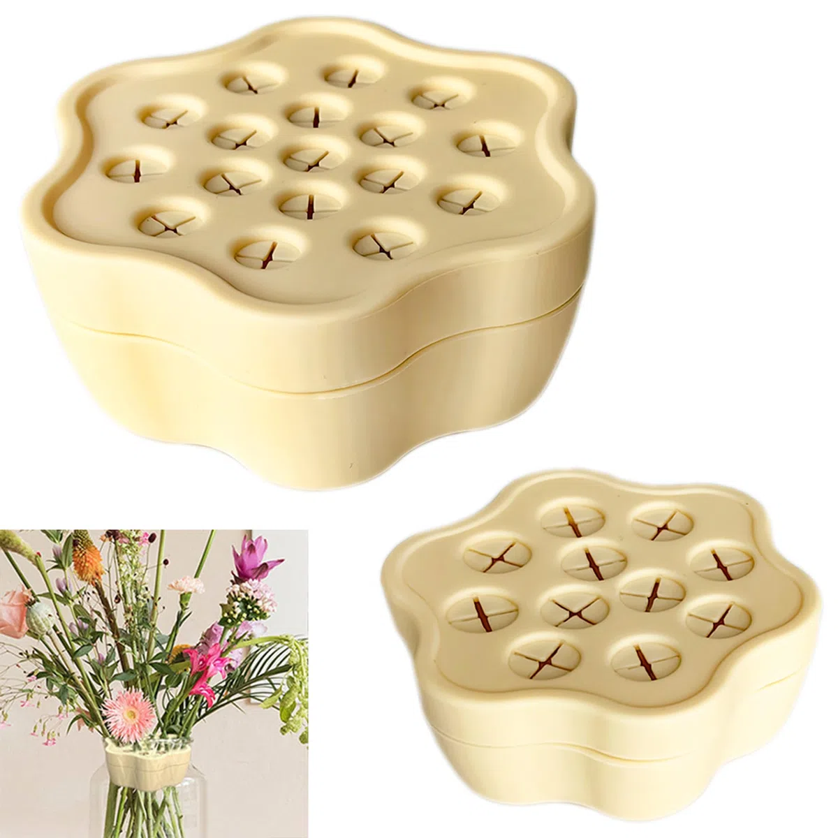 Espiral Ikebana Stem Holder - Juego de 2, Amarillo, Soporte para Tallo Flores, Ideal para Crear Hermosos Ramos, para Que Pueda Disfrutar los Arreglos Florales en Cualquier Momento Lugar