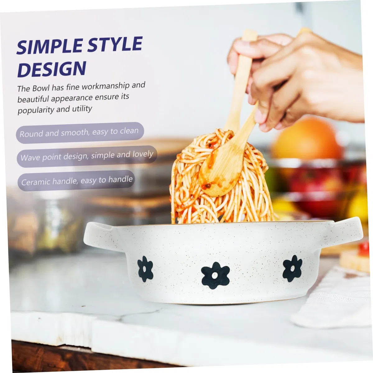Mikinona Cuenco de Cerámica Blanco sin Rebabas y Fácil de Limpiar con Asas Dobles para Sopa Estilo Vintage Adecuado para Ensaladas y Uso Diario en Cocina