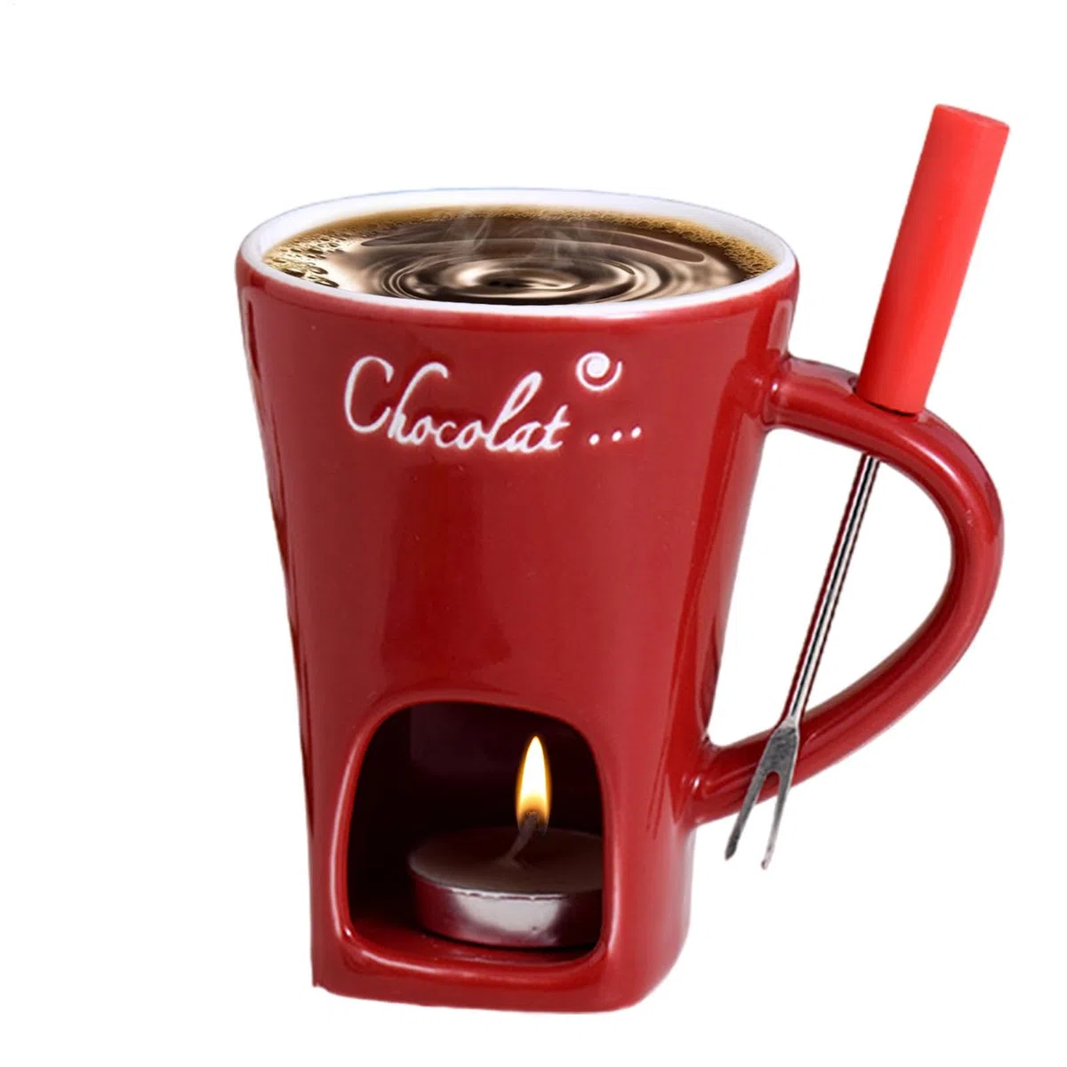 Genérico Tazas De Fondue De Chocolate, Taza De Café De Cerámica para Fondue De Chocolate con Tenedores, Tazas para Derretir para Mantequilla De Queso Y Chocolate