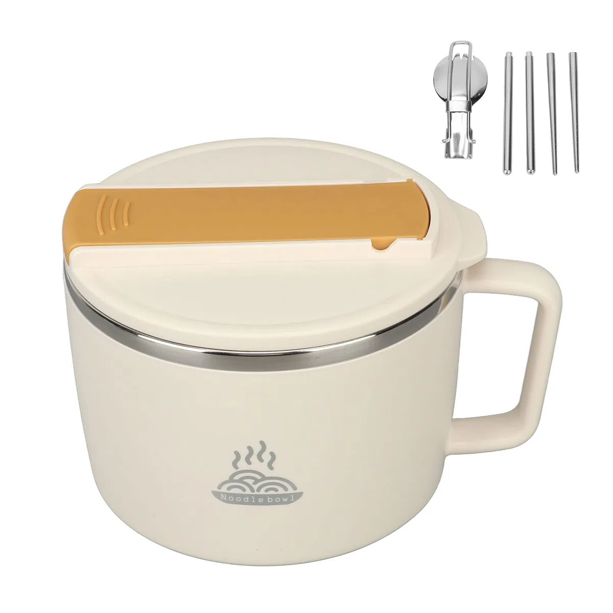 Juego De Cuencos De Ramen Para Microondas, Cocina De Ramen Con Asas, Cuencos De Fideos Con Tapa Y Palillos, Juego De Cuencos De Cocina De Fideos De 1200 Ml, Cuenco De Sopa Grande, Apto(blanco)