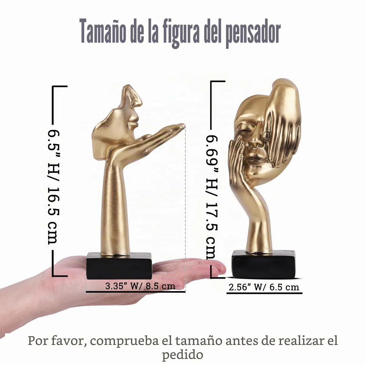 2 estatuas de Pensador, Escultura de Arte Abstracto Negro Dorado decoración Moderna del hogar, decoración de Escritorio, d Año Nuevo (2 Piezas Doradas)