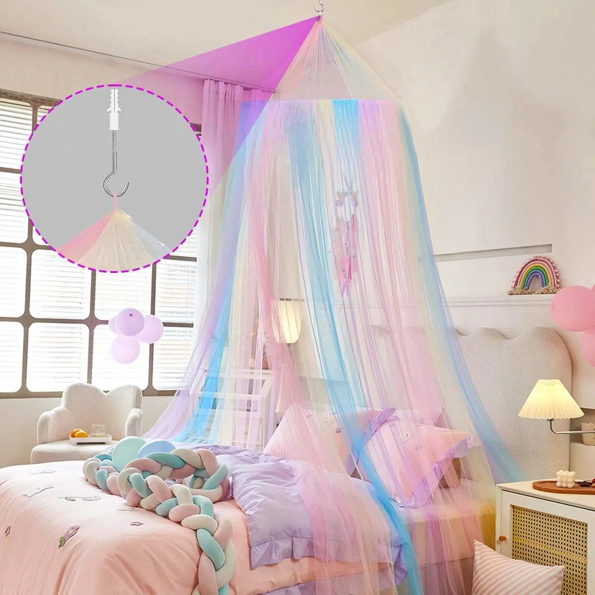 Mosquitera Cama,Mosquitera para Cama,Dosel Cama Niña 60x250x1250cm,Mosquito Net para en Casa Interior al Aire Libre