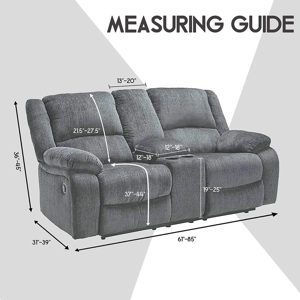 Fundas reclinables de Terciopelo elástico, Fundas Suaves para sofá reclinable con Consola Central, Funda Antideslizante para sofá reclinable de 2 plazas, Azul Pavo Real