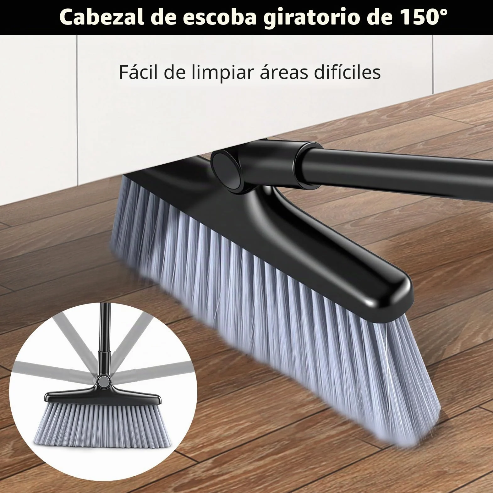 Juego de Escoba y recogedor,Juego de recogedor y Cepillo de Mango Largo,Juego de Escoba Vertical para Barrer,Cepillo barredor Giratorio 180 Grados,Recogedor doméstico con Dientes de Peine para hogar