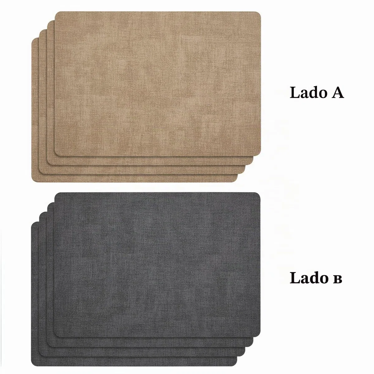 Myir JUN Manteles Individuales Plastico, Salvamanteles Individuales Antimanchas Lavables de Cuero, Antideslizantes Ipermeable Facil de Limpiar Mantel Individual (Juego de 4, Gris/Beige)