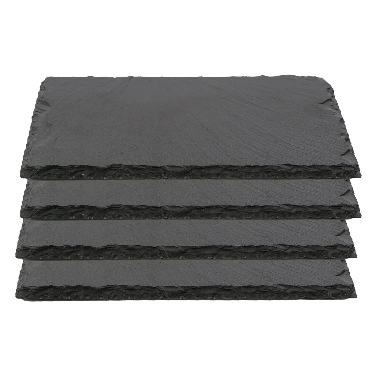 Plato Llano de Pizarra Natural, Fuentes de Cocina, Platos para Sushi, Plato de Pizarra, Bandejas para Servir Alimentos Quesos, Tapas Sushi, Negro, Tablas de Piedra 30 x 20 x 0,6 cm - 4 Unidades