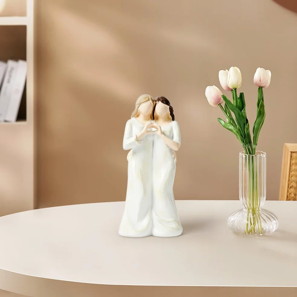 Vicloon Amistad Esculturas de Resina, Figuras de la Amistad de Hermanas, Adornos de Amigos, Escultura de ángel Coleccionable, Regalo para Navidad para Hermanas, 24 * 13 * 8cm
