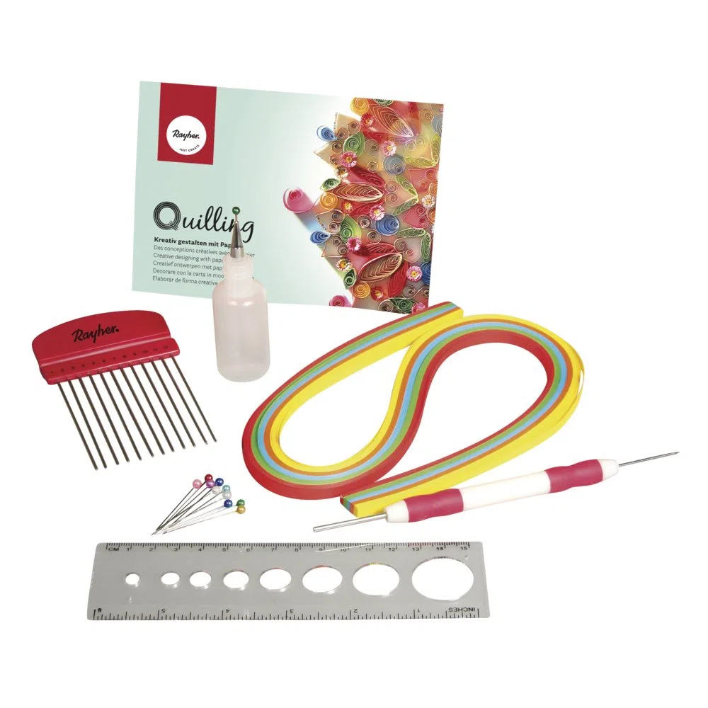 Rayher Kit Quilling para principiantes, con estuche, para manualidades papel en 3D, 67037000