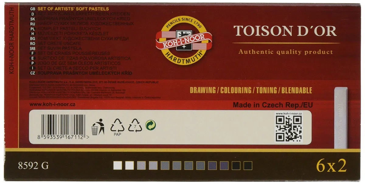 Koh-I-Noor Toison D'or - Estuche de Pinturas Pastel (12 Unidades) 8592G