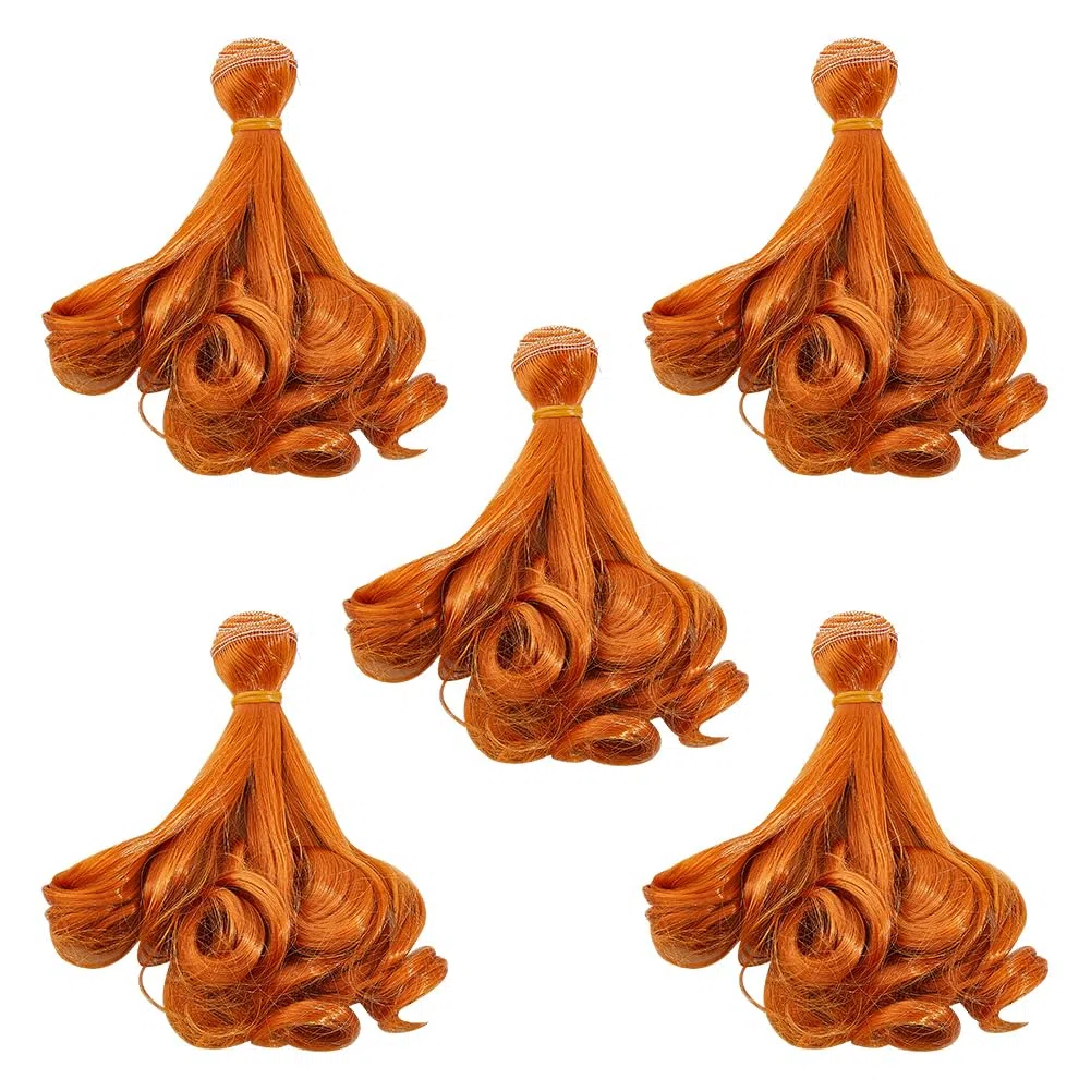 DICOSMETIC 5 piezas de pelo de muñeca de 15 cm, pelo corto rizado de fibra de alta temperatura, extensiones de pelo sintético de color chocolate, reemplazo para kits de fabricación de muñecas