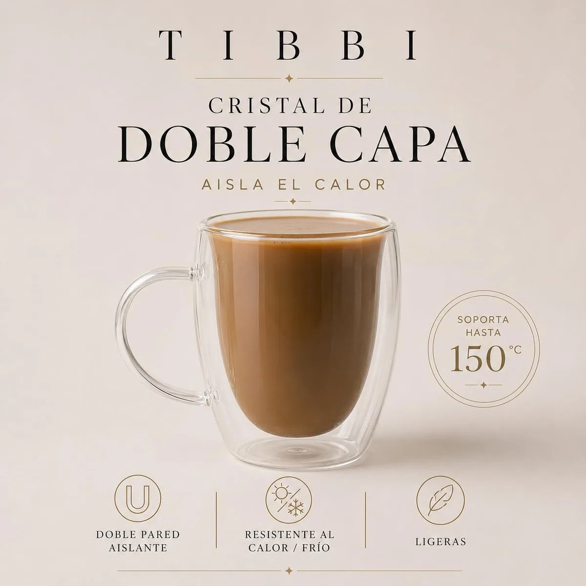 Tazas de Café de Cristal, 2x350ml, Vasos de Doble Pared con Asa,Tazas de Vidrio Borosilicato para Té, Café, Leche, Latte, Macchiato