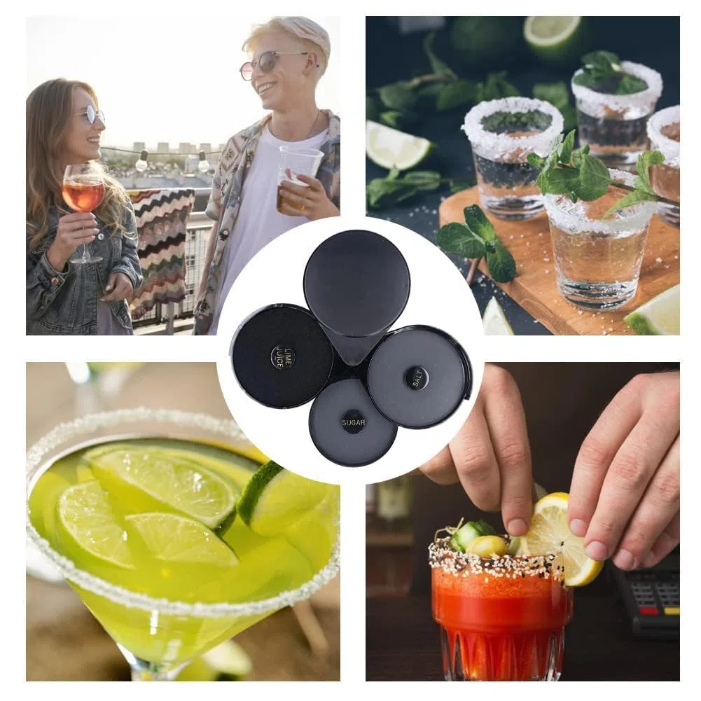 Rimmer de Vidrio para Cóctel, ABS y Esponja, Bandejas Giratorias de 3 Niveles, Herramienta de Camarero para Bar y Fiestas