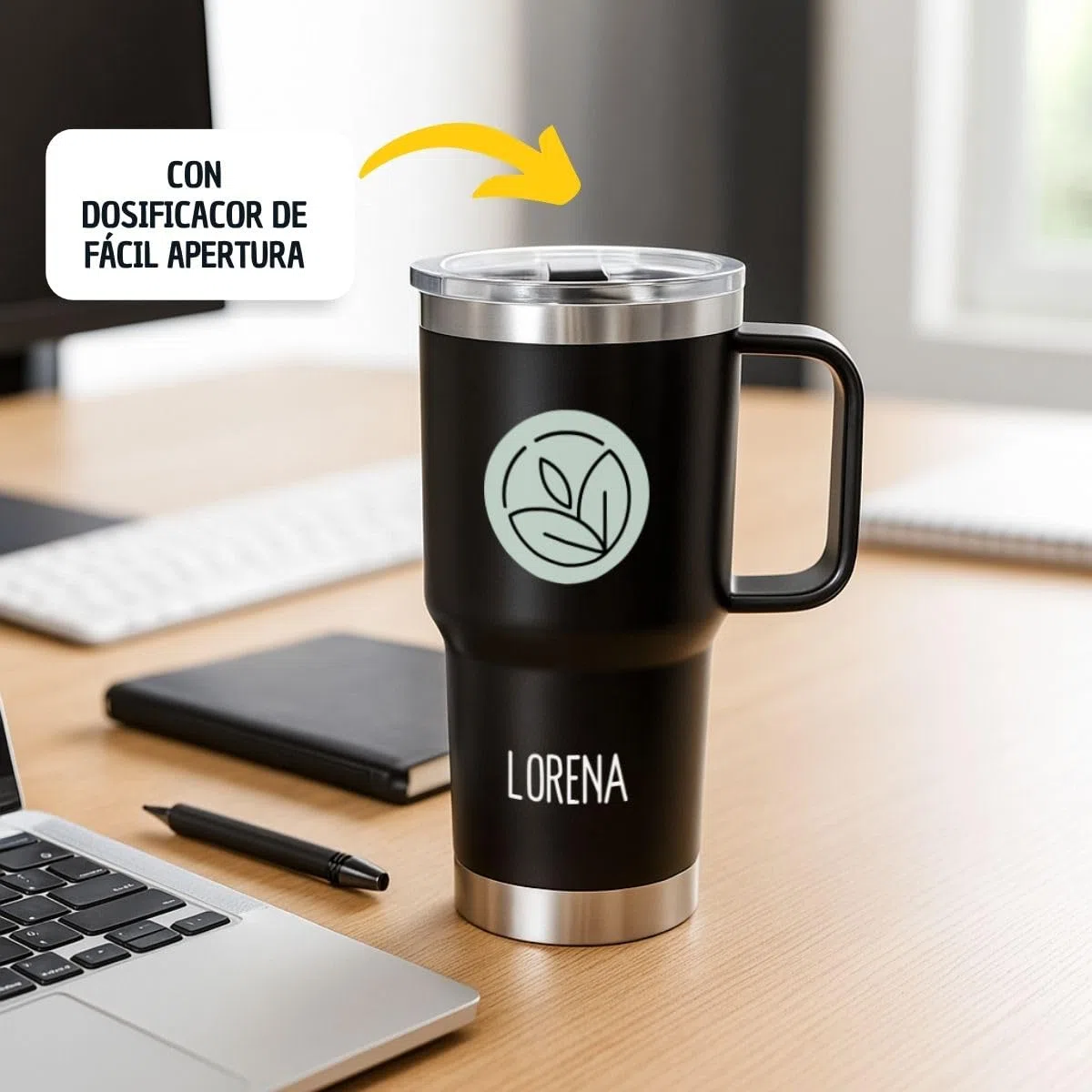 DEREGALOOS Taza Térmica Personalizable con Foto y Nombre. Termo Personalizado. Acero Inoxidable Reciclado. Doble Pared 600ml. Regalo para Pareja, Amigos. Ideal para Oficina, Gimnasio (Blanco)