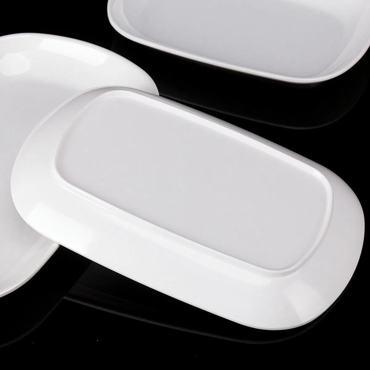 Bollos al vapor para desayuno, albóndigas, plato de fideos fritos, dim sum rectangular, plato frío, plato de aperitivo-1310 blanco de 10 pulgadas