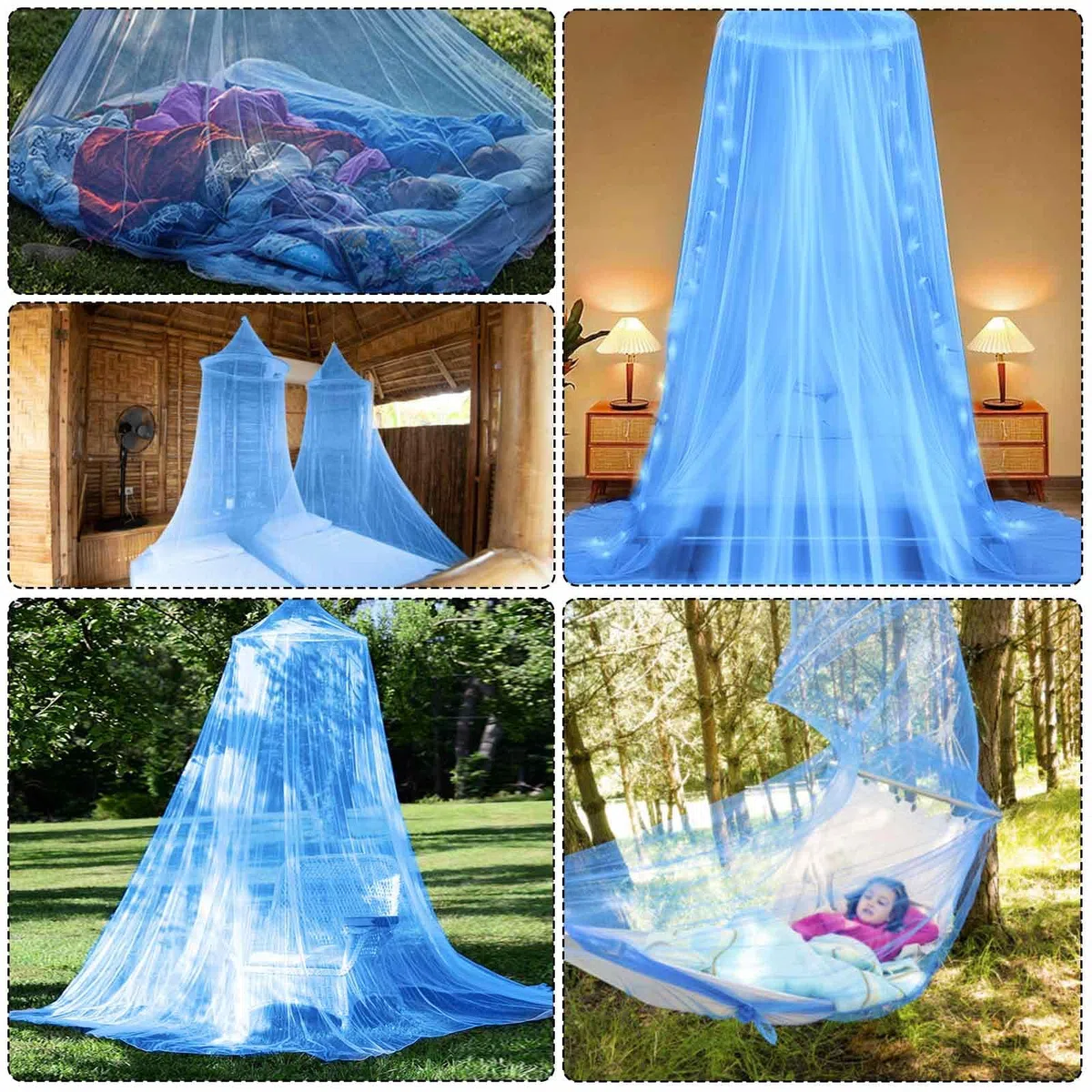 Mosquitera Cama 60x250x1100cm,Mosquitera para Cama,Dosel Cama Niña Azul,Mosquito Net para en Casa Interior al Aire Libre