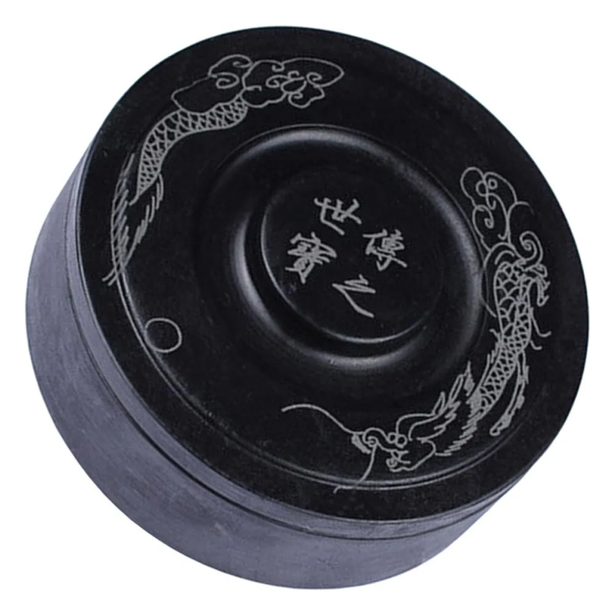 Tofficu Piedra de Tinta Tradicional Recipiente de Tinta Redonda con Tapa y Accesorio para Escritorio Piedra para Caligrafía y Pintura