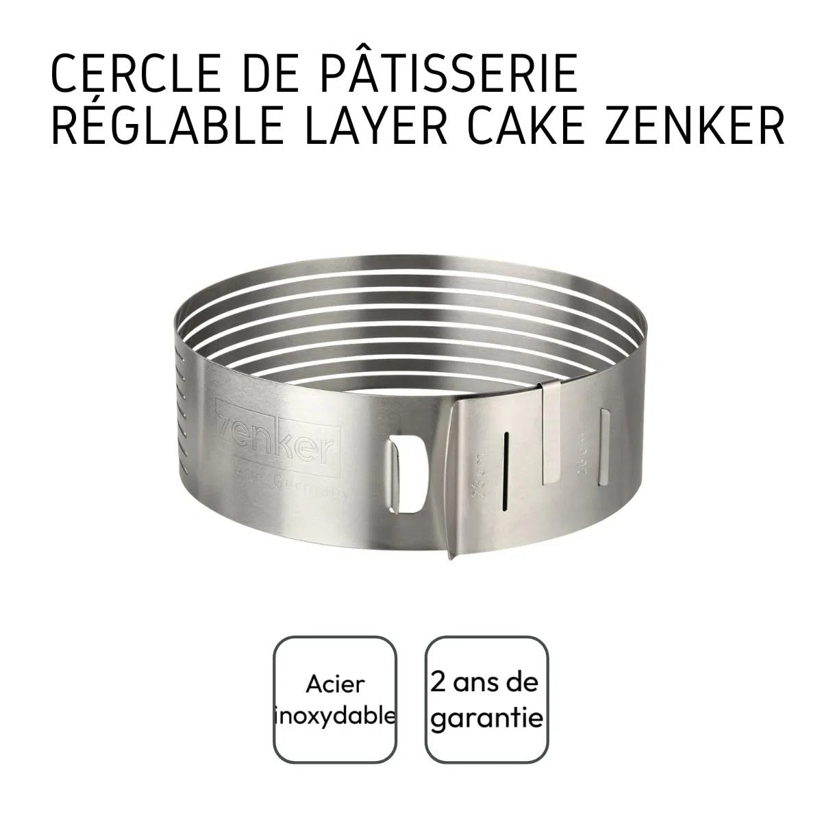 Zenker Molde Tarta 26-28 cm. 7701, Acero Inoxidable