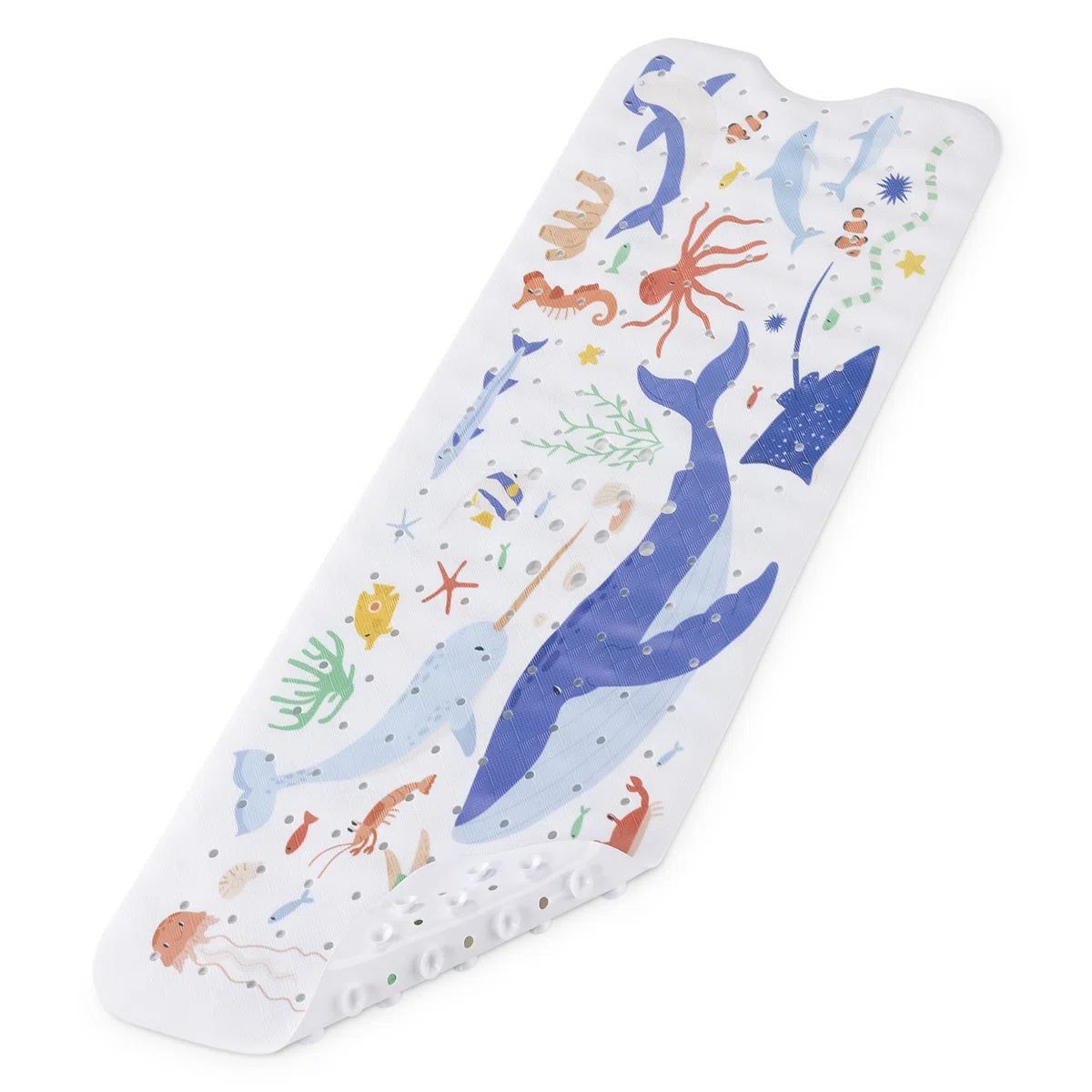 Navaris Alfombra de Baño para Niños - Alfombrilla Antideslizante de Bañera Infantil para Niños y Bebe con Motivos Naturaleza Marina - de 100 x 40 cm