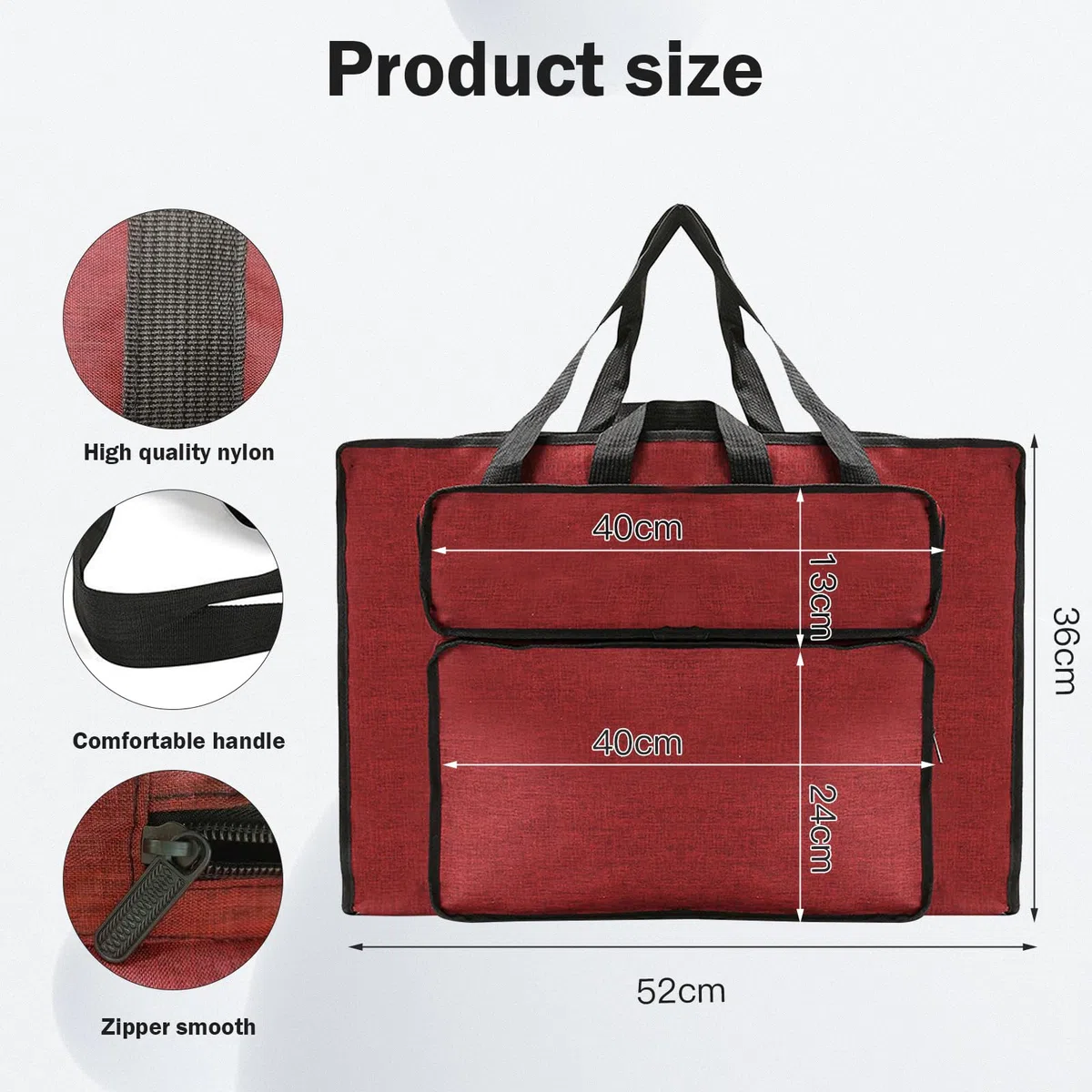 MeYuxg Bolsa de dibujo A3, impermeable, bolsa de artista, bolso de mano, bloc de dibujo, bloc de dibujo A3, bolsa de transporte para suministros de arte, almacenamiento y viajes (rojo), rojo, Moderno