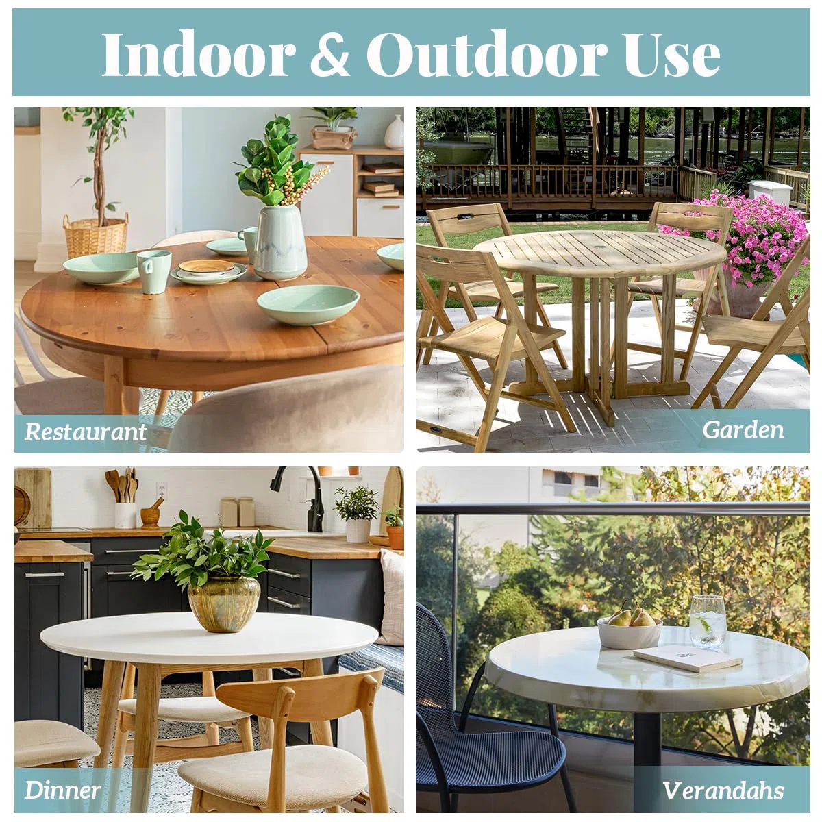 Odot Mantel Antimanchas Redondo 110 cm, 3D Mantel Mesa Redonda Impermeable Ajustable con Elásticos Bordes, Lavable Manteles para Comedor Exterior Jardín