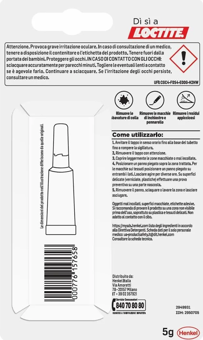 Loctite 1604272 - Producto para Eliminar Pegamento de la Ropa (5 g)