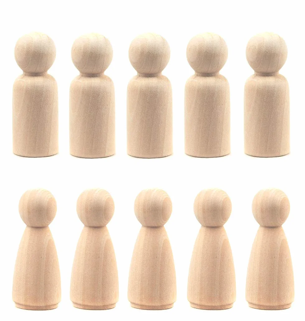 LUUFAN 20 muñecas de madera sin terminar de 65 mm, para mujer, macho, cuerpos lisos, muñecas de ángel para manualidades, bodas, fiestas (paquete de 20)
