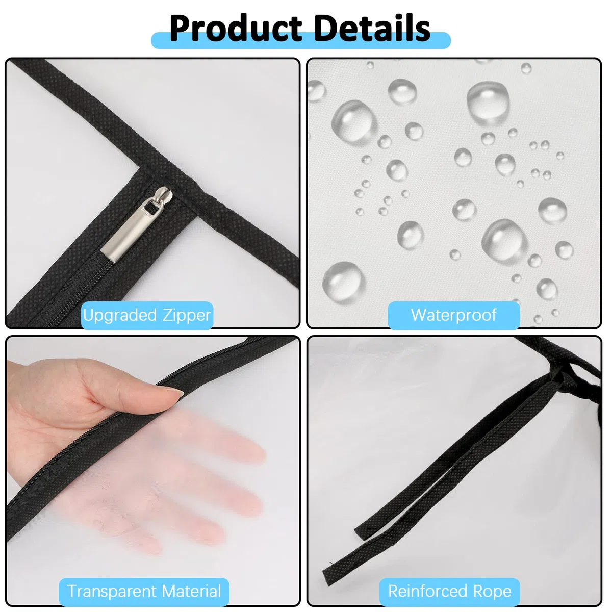 2Piezas Fundas de Ropa, 60x90cm, 60x120cm Bolsa de Traje Transparente Bolsas de Ropa, Funda Perchero Burro Repelente al Agua Protege del Antihumedad Cubierta de Polvo de Ropa para Trajes Abrigos