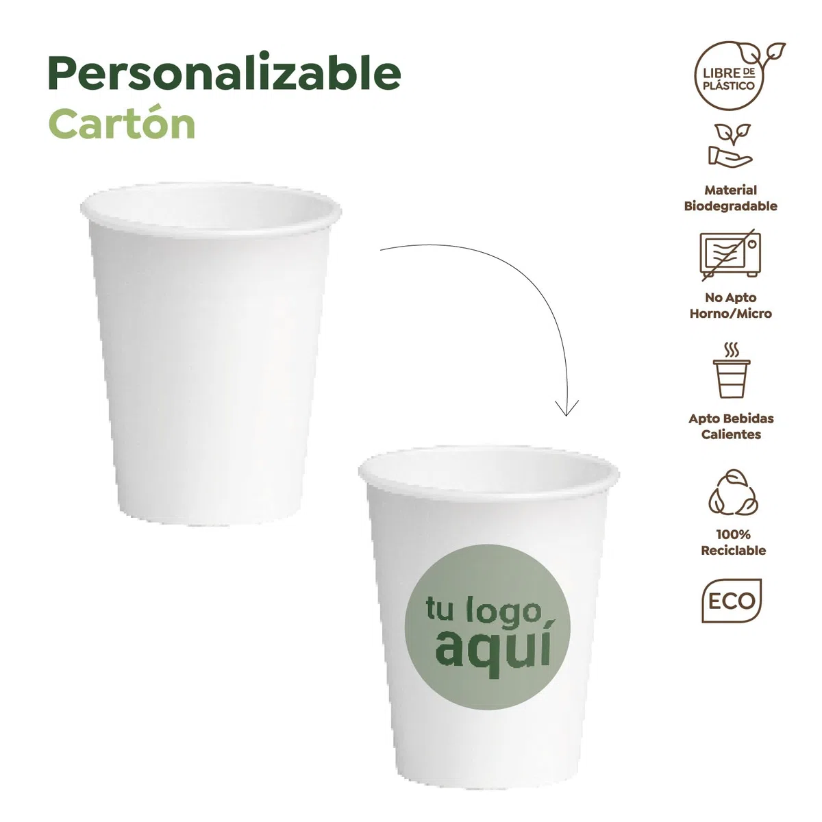 Horeca Collection MAXI PRODUCTS - Vasos Café Desechables Blancos - Vasos Cartón - Vasos Desechables Catering - Vasos Café para Llevar - APTO BEBIDAS CALIENTES Y FRÍAS (250 cc, 200 unidades)