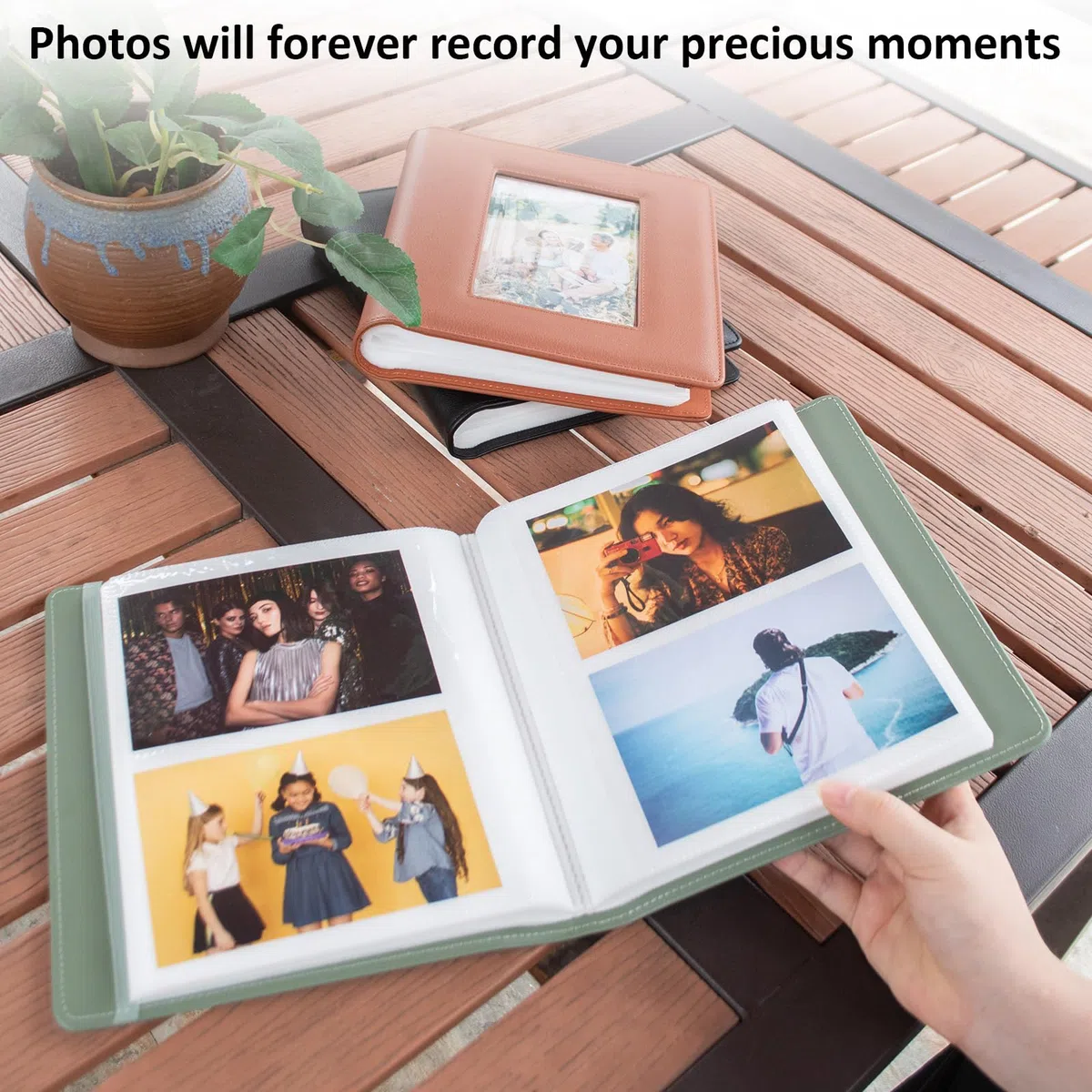 MUZIRI KINOKOO Álbum de fotos de tapa dura con 160 bolsillos para fotos de 4 x 6 pulgadas, piel sintética, gran capacidad, para fotos de 6 pulgadas, álbum de fotos conmemorativo de boda, aniversario