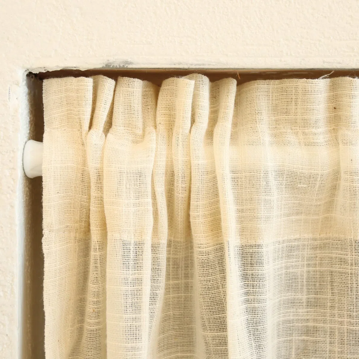 A.Monamour Cortina Cocina Ventana Puerta Corta Pequeña Beige Algodón Y Lino Transparente Translúcida Bolsillo para Varilla Panel Cenefa Rustica Bistro para Dormitorio Café Baño Habitación Terraza