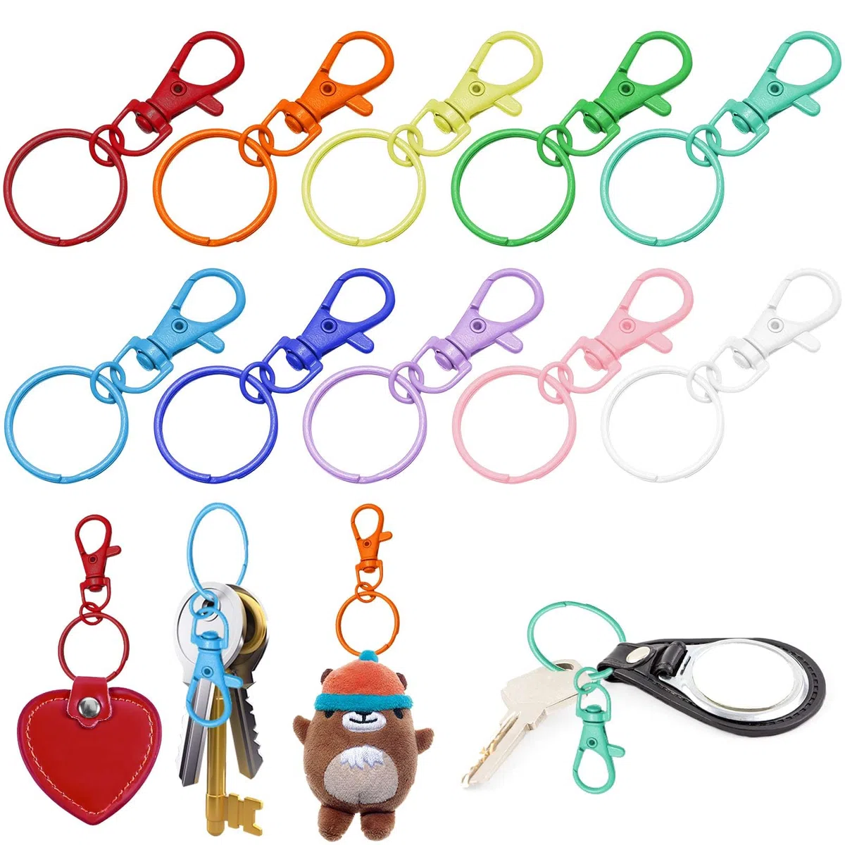 100 Piezas Anillas Llaveros,Mosquetones Pequeños,Anillas para Llaveros,Keychain,Llavero Mosqueton,Anillas Llavero para Bisuteria Artesanías