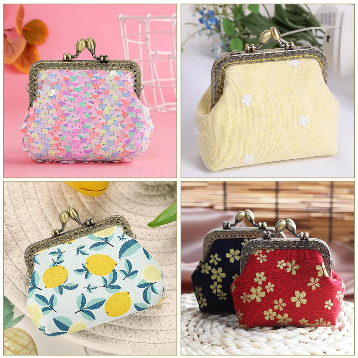 Boquillas para Monederos Cuadradas Marcos Metal 10,5cm para Bolso para Bricolaje Artesanía Monedero Manija de Bolsillo Costura 6 Piezas