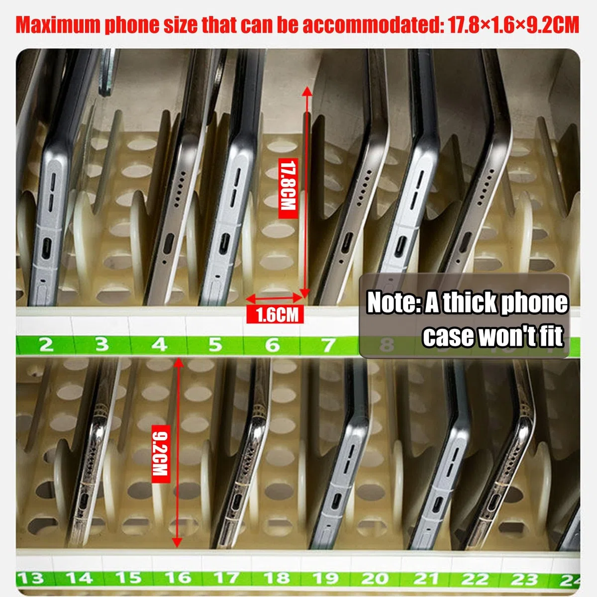 Caja De Almacenamiento De Acero Inoxidable para Teléfonos Móviles con Llave Montaje En Pared 12-72 Ranuras Armario para Teléfonos Móviles Taquilla Organizadora(36bits)