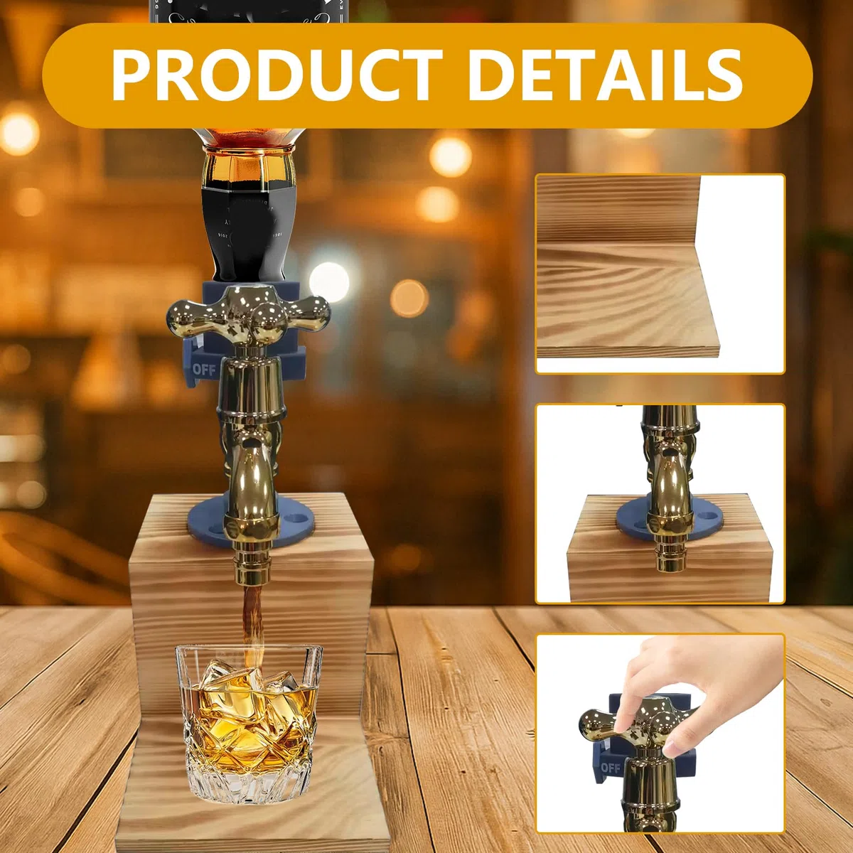 Dispensador de Whisky, Regalos para Hombres Dispensador de Bebidas con Grifo Dispensador de Cerveza Spritzer Soporte para Whisky Accesorios de Bar Regalos de Whisky para Esposo y Abuelo