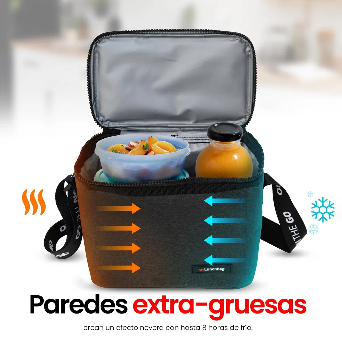 Iris Barcelona - Bolsa Térmica Porta Alimentos 4L Negro - Bolsa Almuerzo, Bolsa Isotérmica para Comida, Lunch Bag Portátil, Bolsa Nevera Pequeña para Trabajo y Picnic, Mantiene Frío hasta 8 Horas