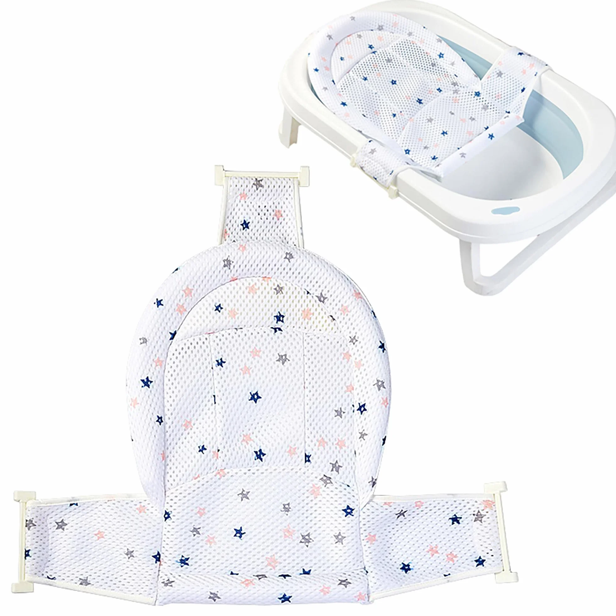 T-Shaped de Baño Para Bebé - Bath mat with Adjustable net White 1pc, Alfombra de Baño Antideslizante, Cojin Bañera Bebe Red para Bebés,Asiento ajustable Niños 0 a 1 año