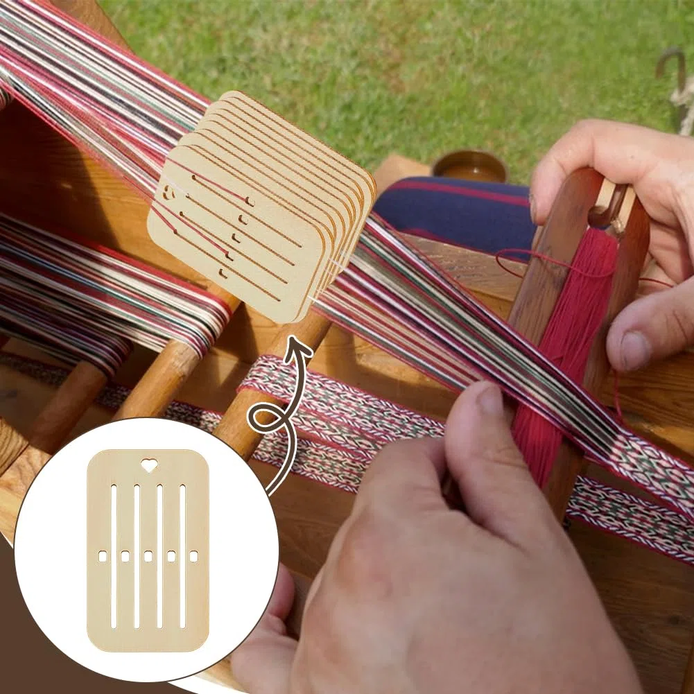 AHANDMAKER 10 tarjetas de tejido, kit de tejido de cinturón de madera, herramientas de tejido de telar, suministros de tejido para bolsa, cinturón, correa de cámara, suministros de tejido para