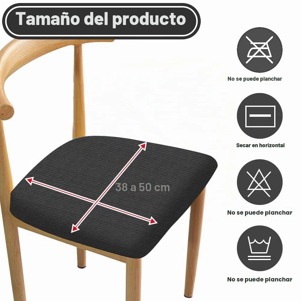 CAREDGO 2 Pcs Funda Asiento Silla Oficina Funda Silla Escritorio Fundas para Silla de Ordenador Funda para Asiento Silla Comedor Funda Silla Gaming Funda Protectora Silla Negra para Oficina Comedor