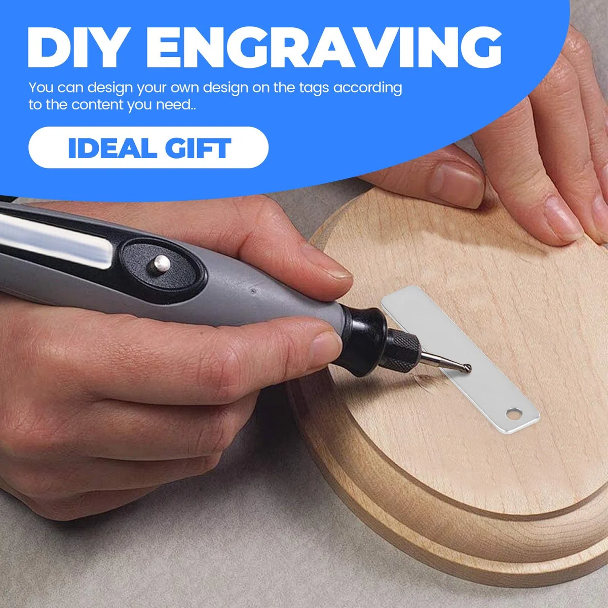Paquete de 40 piezas en blanco de estampado de metal con llavero, grabado rectangular de acero inoxidable para etiquetas de perro, etiquetas de plantas y llaveros