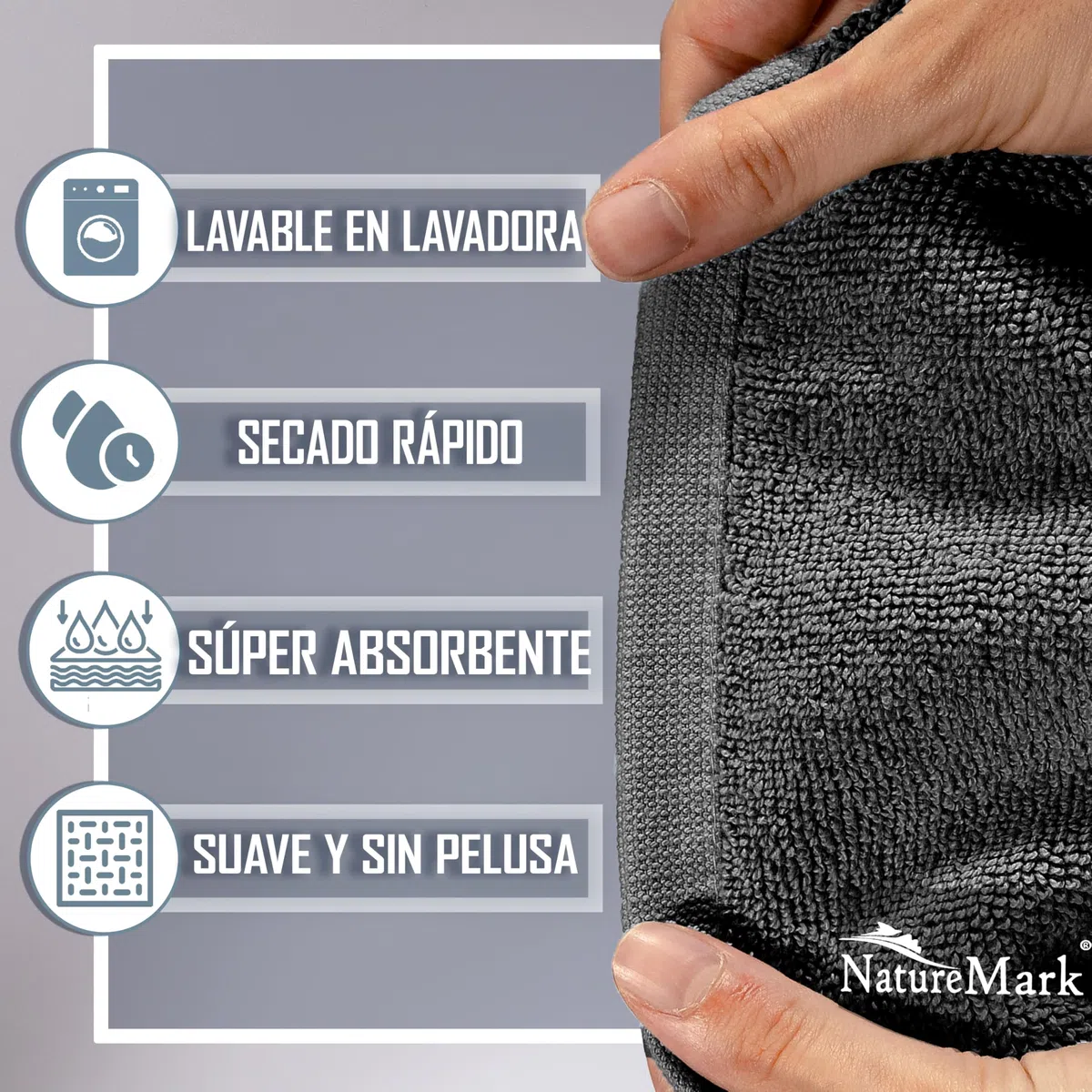 NatureMark Alfombrillas de baño en Paquete de 2 Unidades, 100% algodón, 50 x 80 cm, Alfombrillas de Ducha en Paquete Doble, Color: Gris Antracita