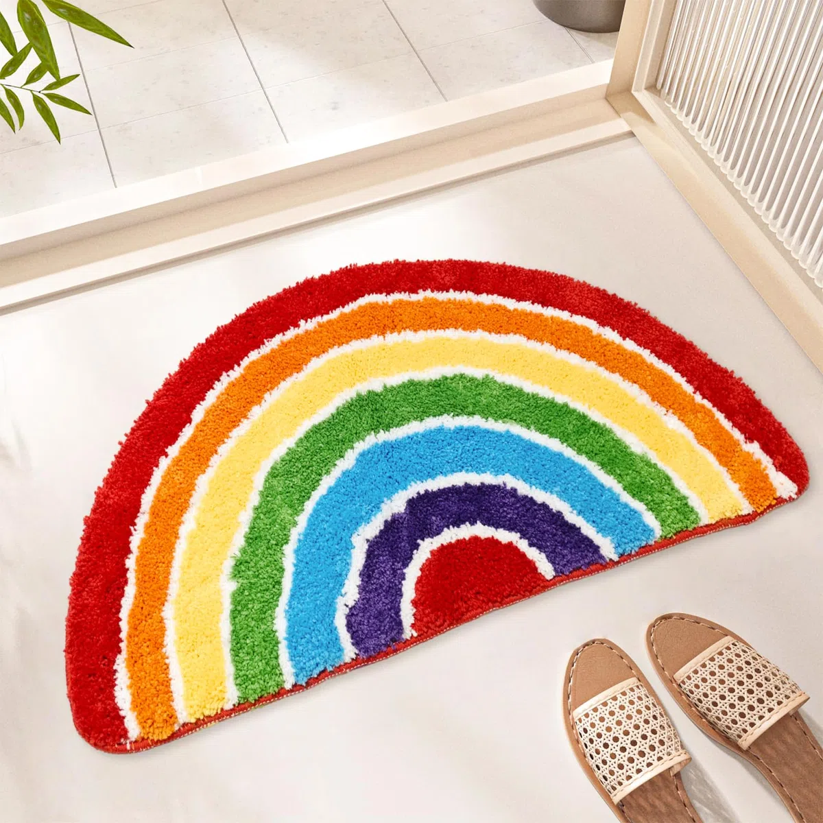 Regenbogen Alfombrilla De Baño A Rayas Coloridas, Absorbente Y Antideslizante, Bonito Tapete Suave para Bañera, Lavable, Alfombrilla De Ducha Antideslizante 40 *