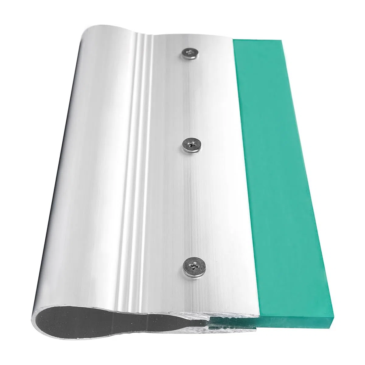 Raspador de tinta cuadrado de 20 cm con mango de aluminio para serigrafía, 75 durómetros, de goma, color verde, para aplicaciones manuales con máquinas gráficas y textiles.