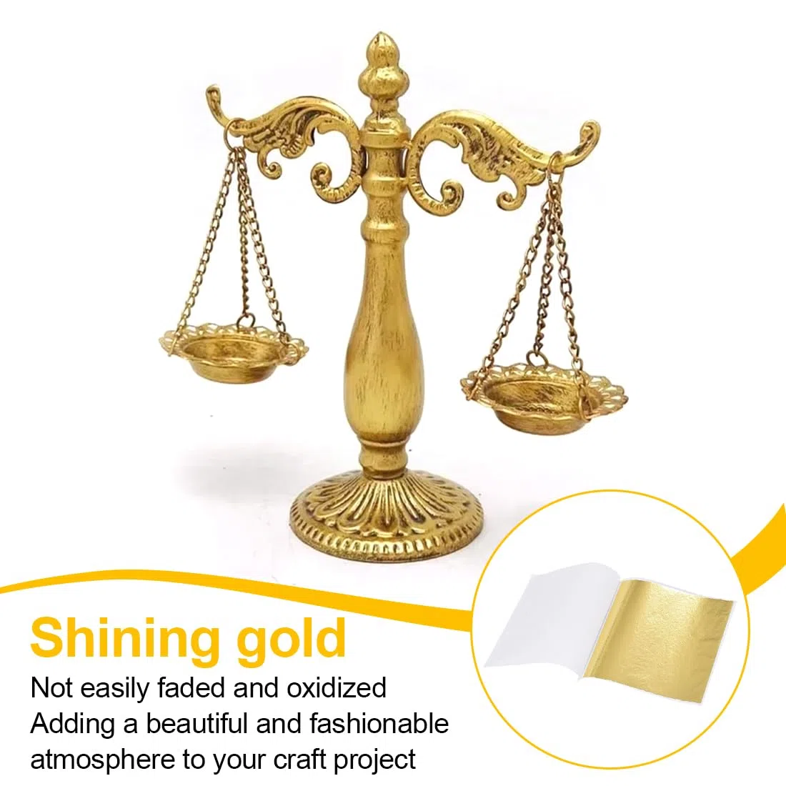 100 Hojas Pan de Oro de Imitación,Lámina Dorada para Dorado,Manualidades,Papel Foil para Proyectos de Artes y Decoración de Muebles (9 x 9 cm) (Dorado)