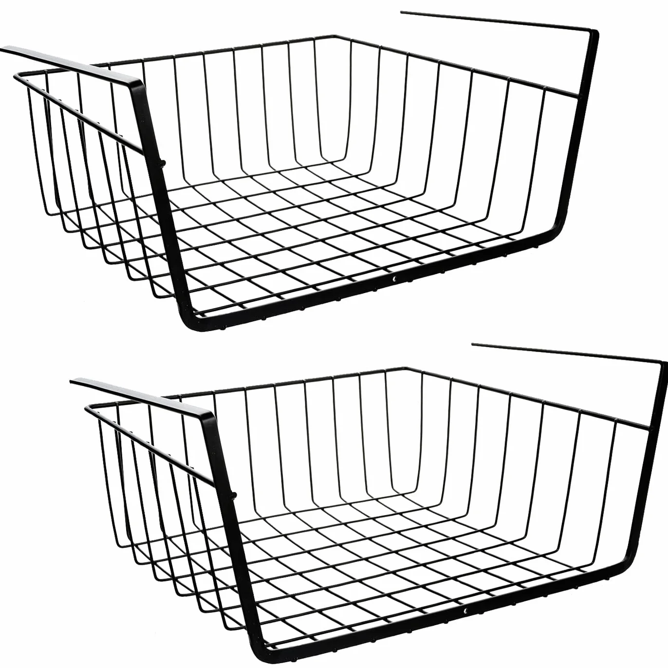 Pack 2 Cestas Almacenaje de Cocina bajo balda 30x24x14cm Cesta metálica para armarios cocina Cesta Colgante Almacenaje debajo estante